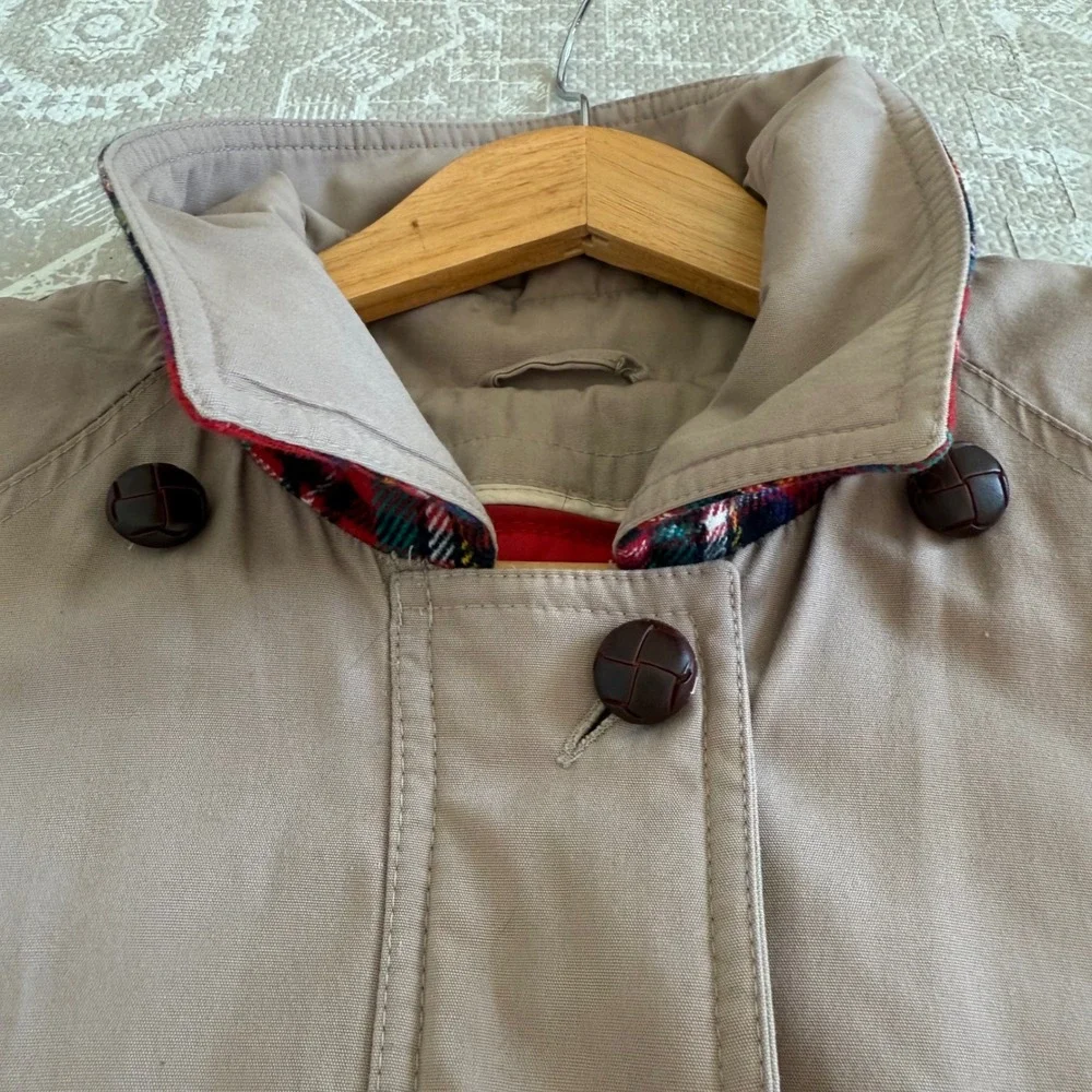 Vintage London Fog Tan Plaid Lined Jacket Womens XL Full Zip Collar Pockets - Picture 9 of 9